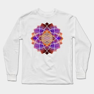 Flower of Life in Lotus - Painted texture Long Sleeve T-Shirt